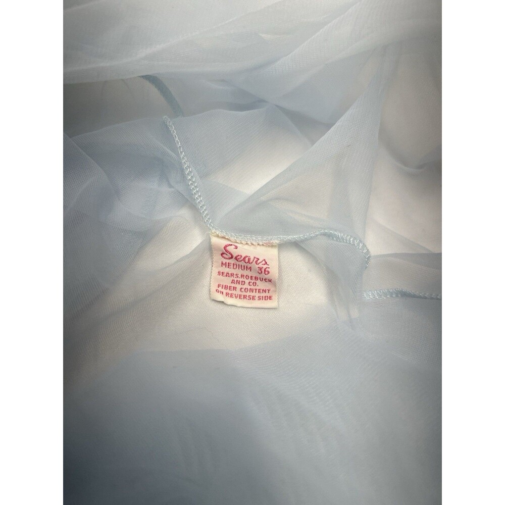 VTG 60's Sears 2 Pc Blue Maxi Peignoir Set Women's Size 36 Medium Nylon Modest - Picture 8 of 12